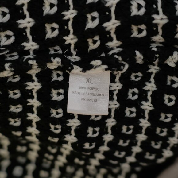DAMAGED Jason Maxwell Black White Knit Cardigan Sweater XL Acrylic - Picture 10 of 10